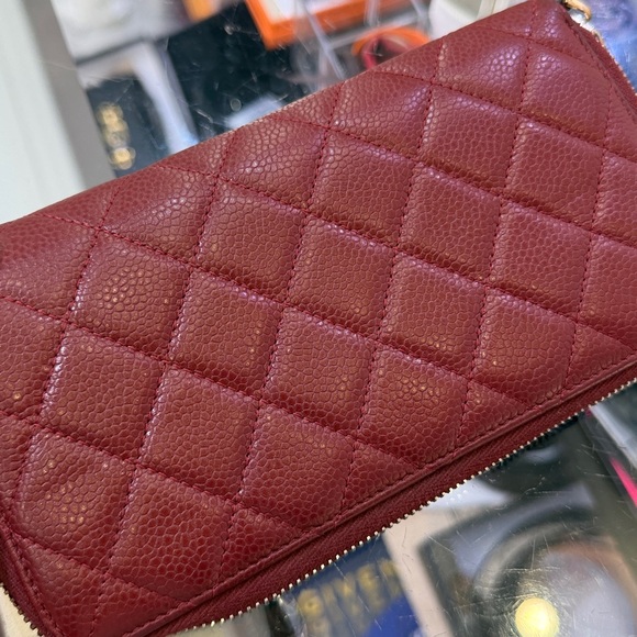 Chanel Burgundy Quilted Leather Chain Wallet - Picture 8 of 8